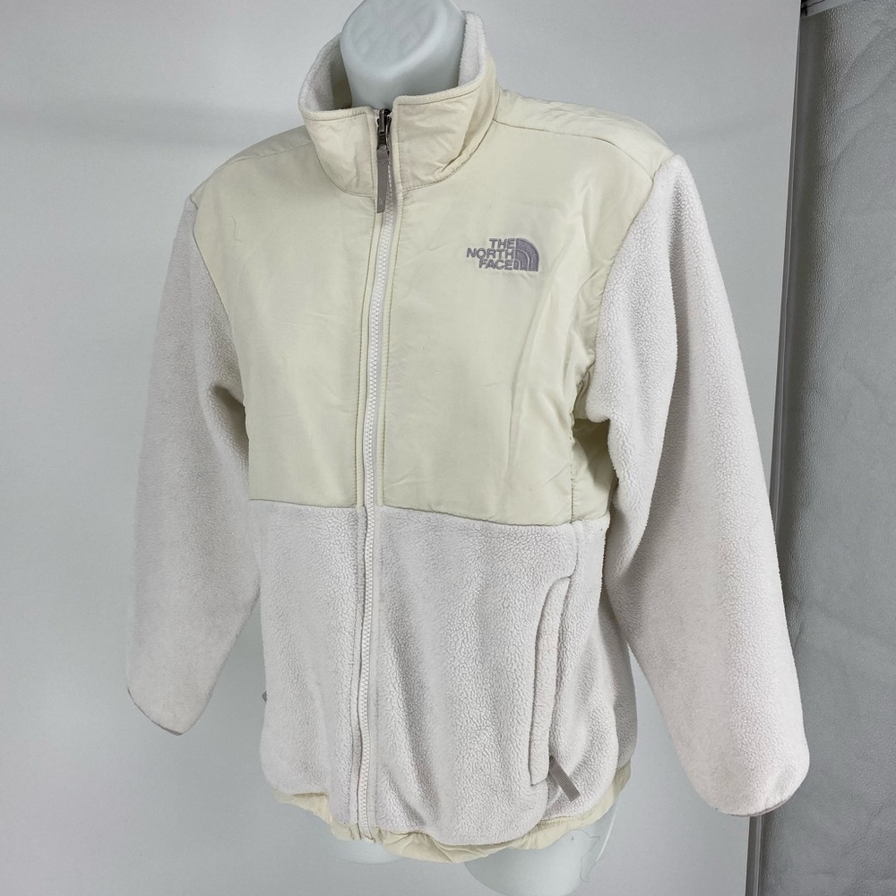 Girls North Face Large Ivory Fleece Jacket Coat